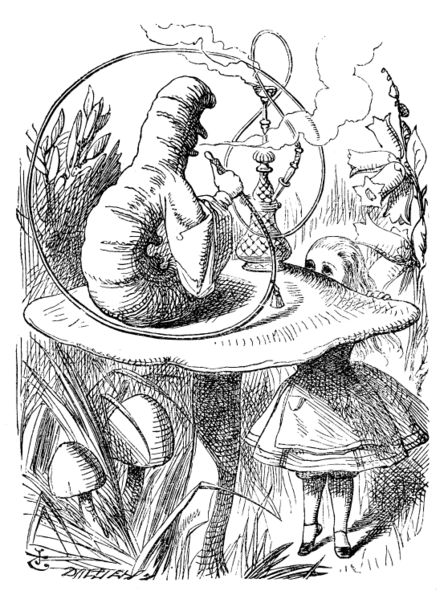 Hookah smoking caterpillar from Lewis Carroll's book, Al